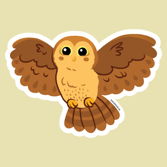 Bernie the Sleepy Owl Vinyl Sticker (4" Width)