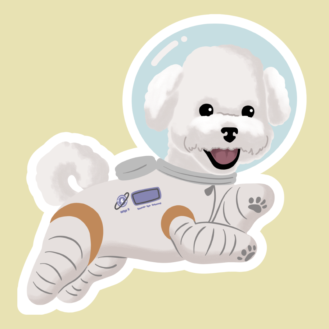 Bobo the Astronaut Dog Vinyl Sticker (4" Width)