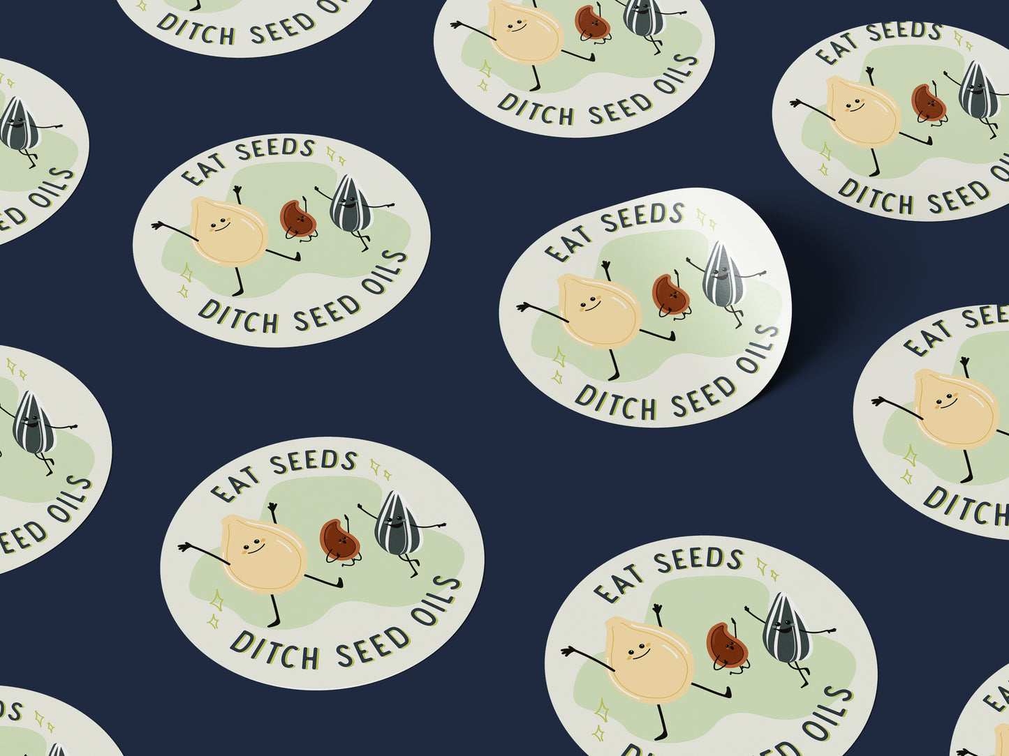 Eat Seeds, Ditch Seed Oils VInyl Sticker (4" Diameter)